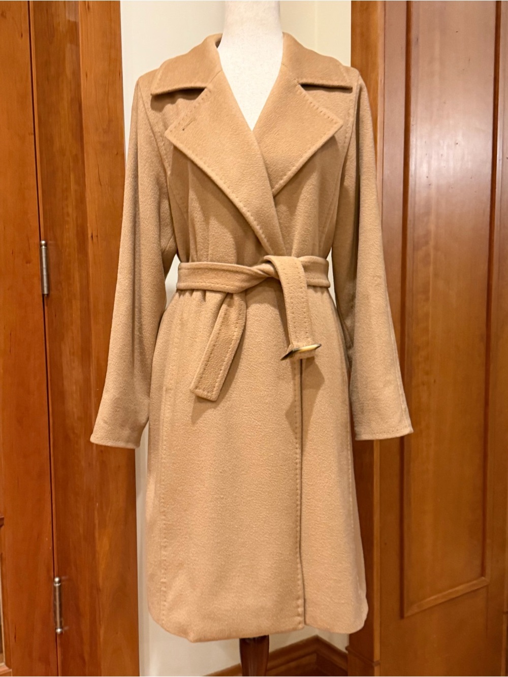 MaxMara Camel Hair Belted Wrap Coat
